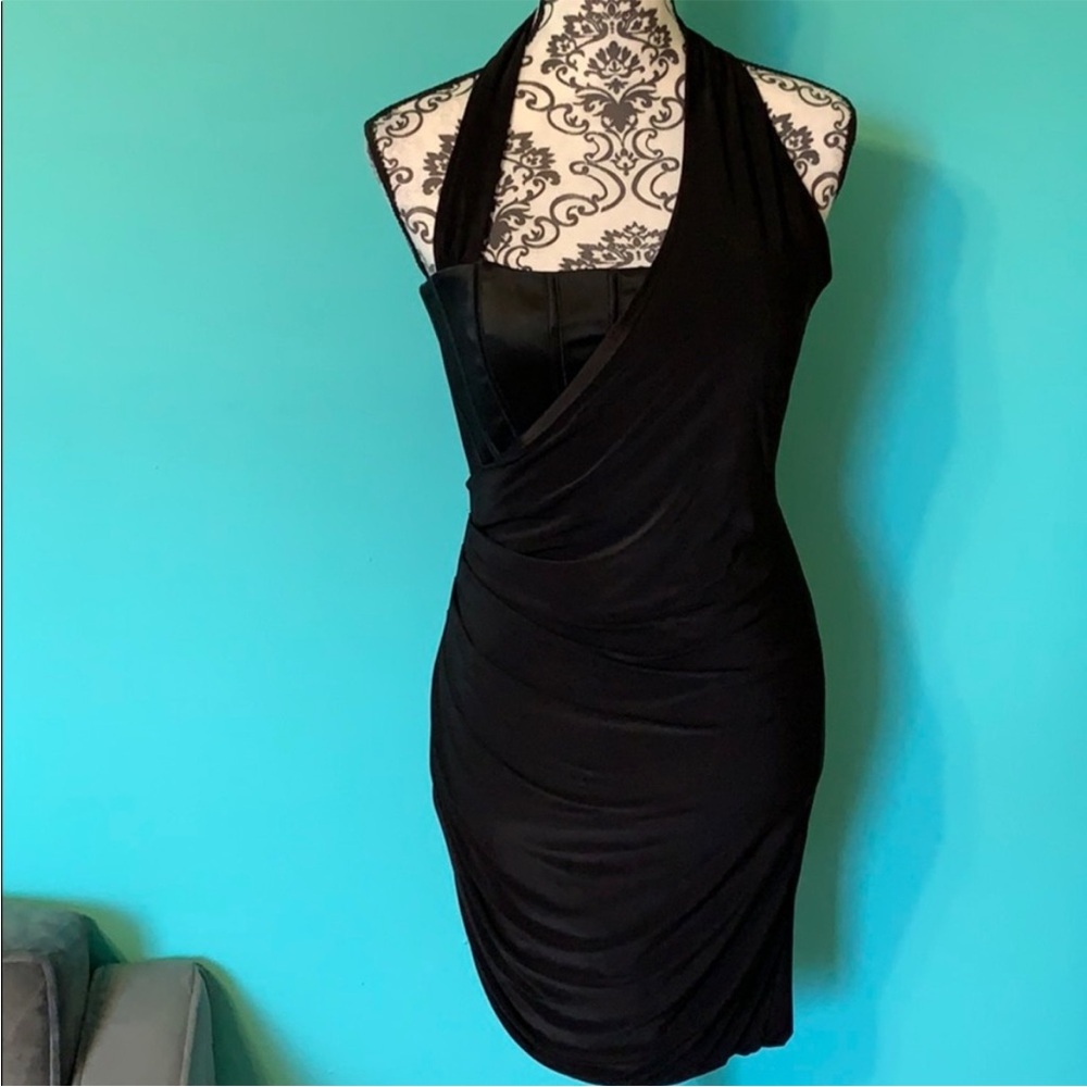 bebe Black One Shoulder Dress